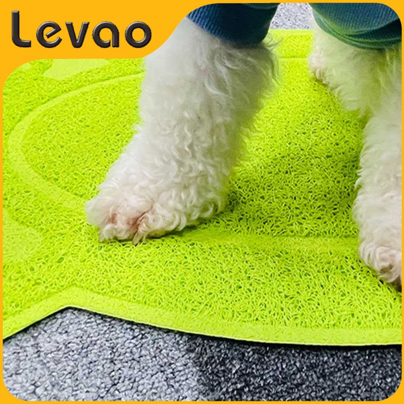 Easy cleaning anti slip PVC cat litter mat Paw shape pet mat pad