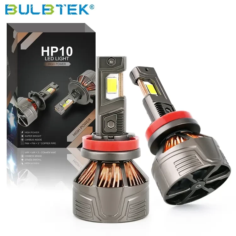 BULBTEK HP10 272W Triple 3 Three Copper Pipe H4 H7 H11 Lighting Bulb HB3 HB4 External Driver CANBUS 12V LED High Power Headlamp