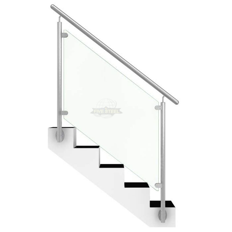 Fabricage buiten modern design roestvrijstalen glazen balustrade voor trappen