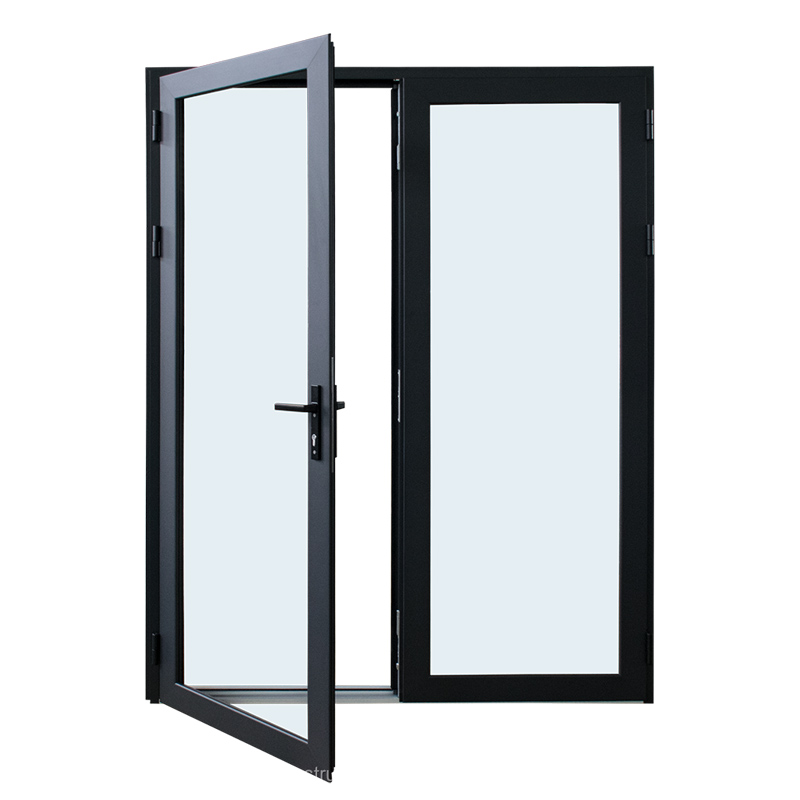 กระจกหน้าต่างบานเปิดกระจกสองชั้นทนแรงกระแทกสูงป้องกันพายุเฮอริเคนกรอบอลูมิเนียมสีดำหน้าต่างและประตู