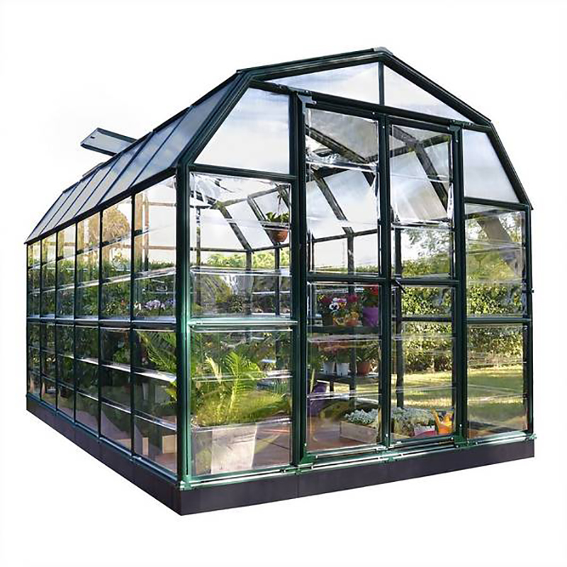 Glasgewächshaus für Gemüse/Blumen/Früchte. Aluminiumrahmen. Doppelt isolierendes Hohlhaus aus gehärtetem Glas