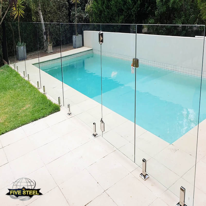 Handledare av glas för pooldesign Rostfritt stål utomhusglas ledstång
