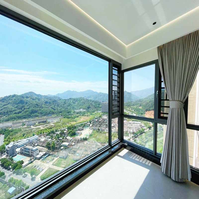 pasadyang French style floor to ceiling aluminum fixed frame picture window na may tempered glass window