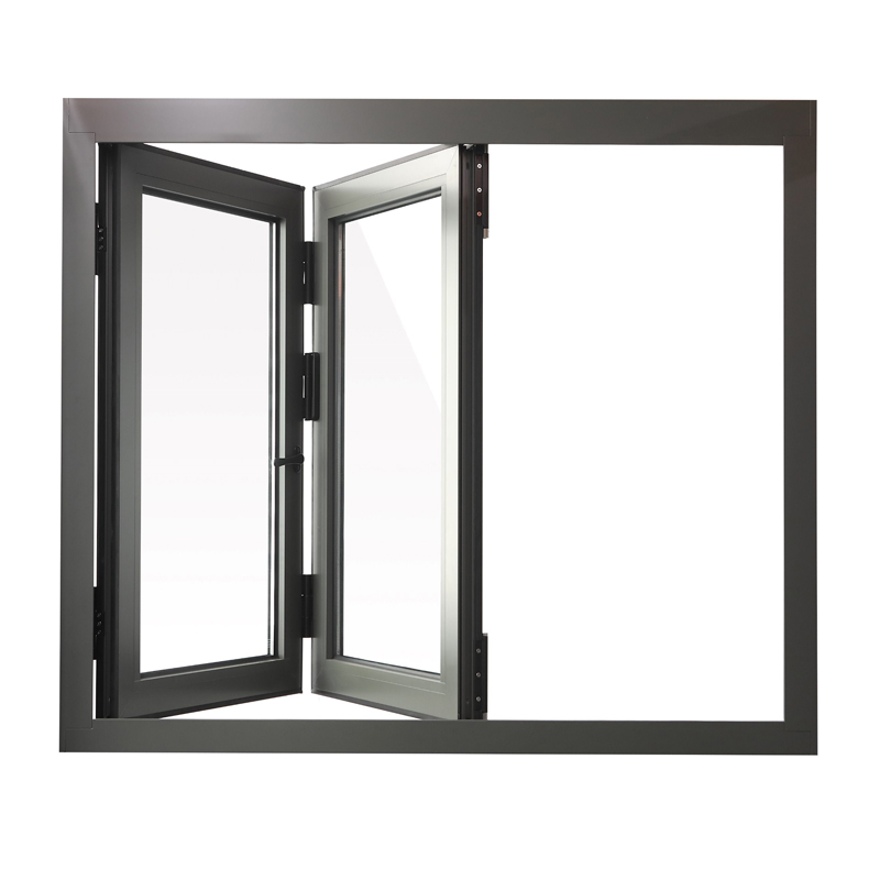 安い価格の耐衝撃性窓アルミニウムコールドウッドチルトおよびガラス繊維ネット付き窓を回転させます