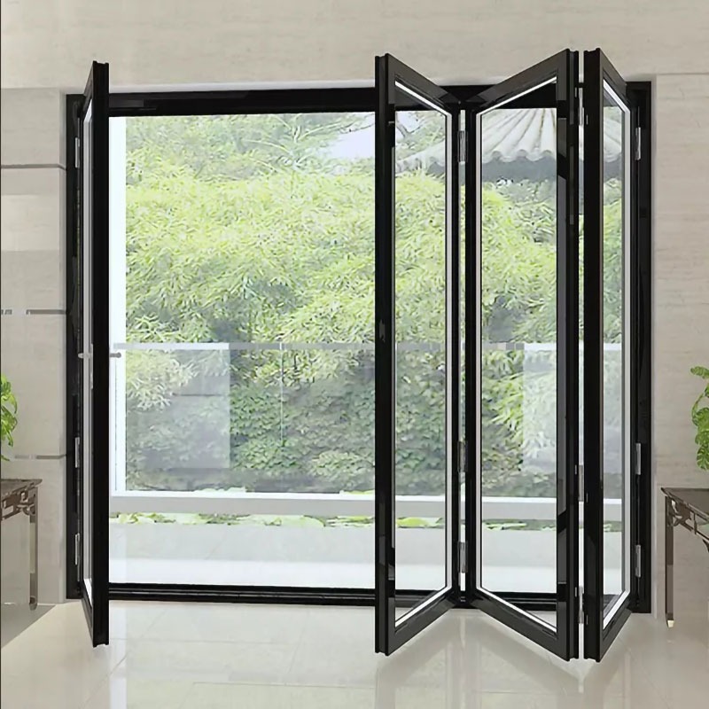 Tempered Glass Entry Door Two Panel Design Thermal Break Aluminium Frame Glas...
