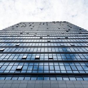 Skrytý rámový skleněný obklad stěn s dvojitým zasklením pro komerční budovu