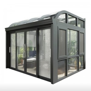 Casa prefabricada independiente de solárium de vidrio y aluminio