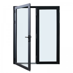 Orkaanbestendig openslaand raam met dubbele beglazing, hoge impact, zwart aluminium frame, ramen en deuren