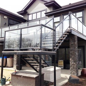 Modern Aluminum U channel glass railing system for commercial and private project