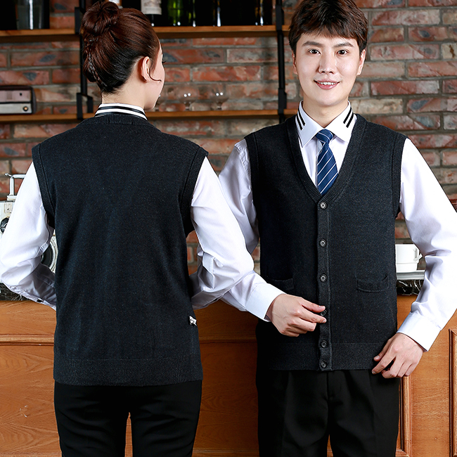 Униформа официанта, черный жилет, свитер