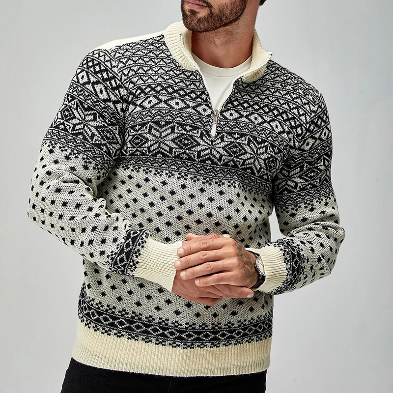 Możliwość personalizacji męskiego swetra żakardowego z wełny