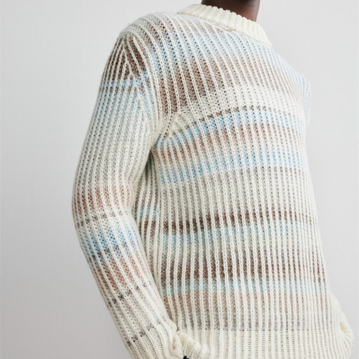 Эрэгтэй хүний ​​захиалгаар сүлжмэл өнгөтэй пуловер