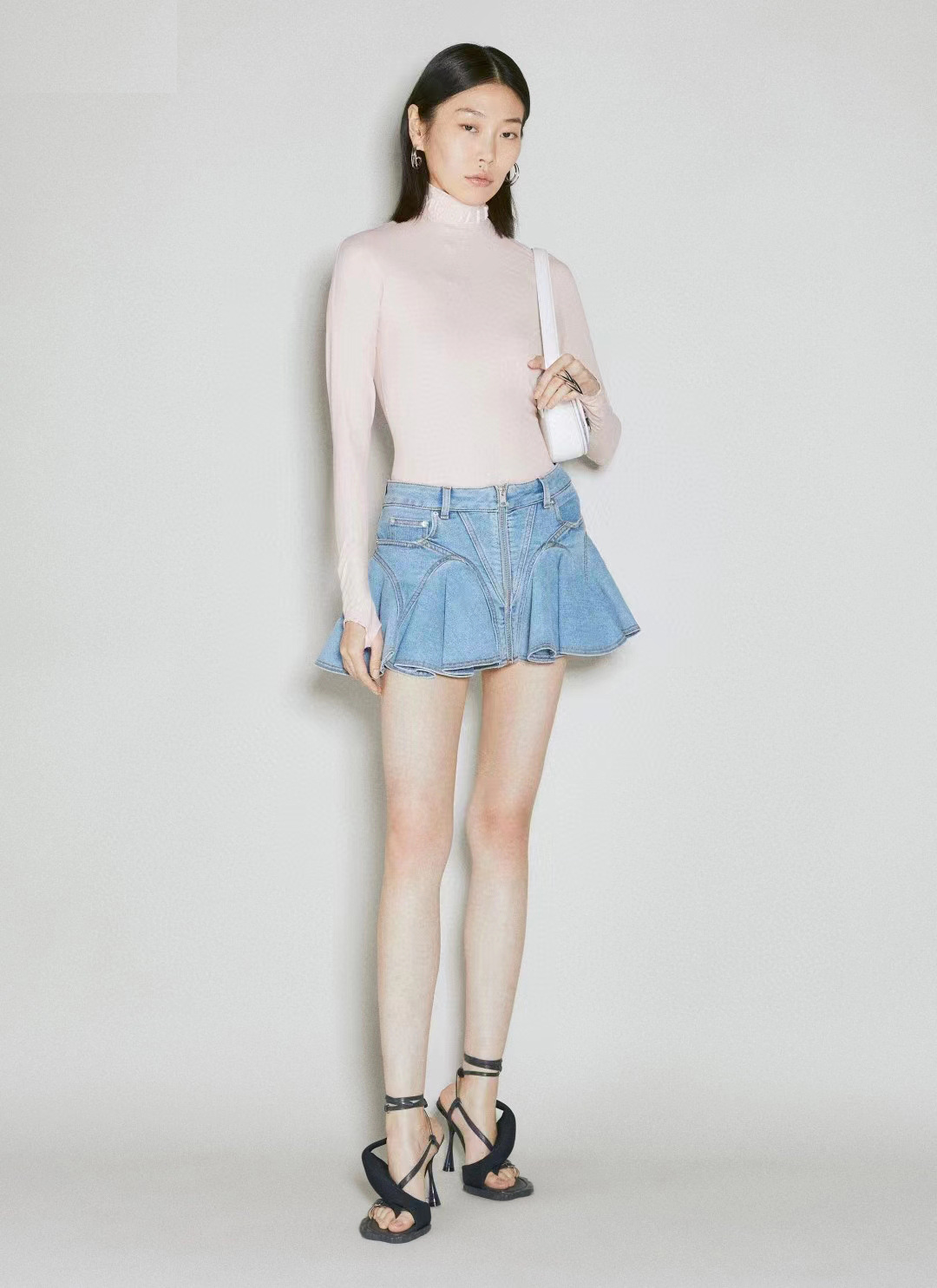 lady mini cotton jeans skirt factory 