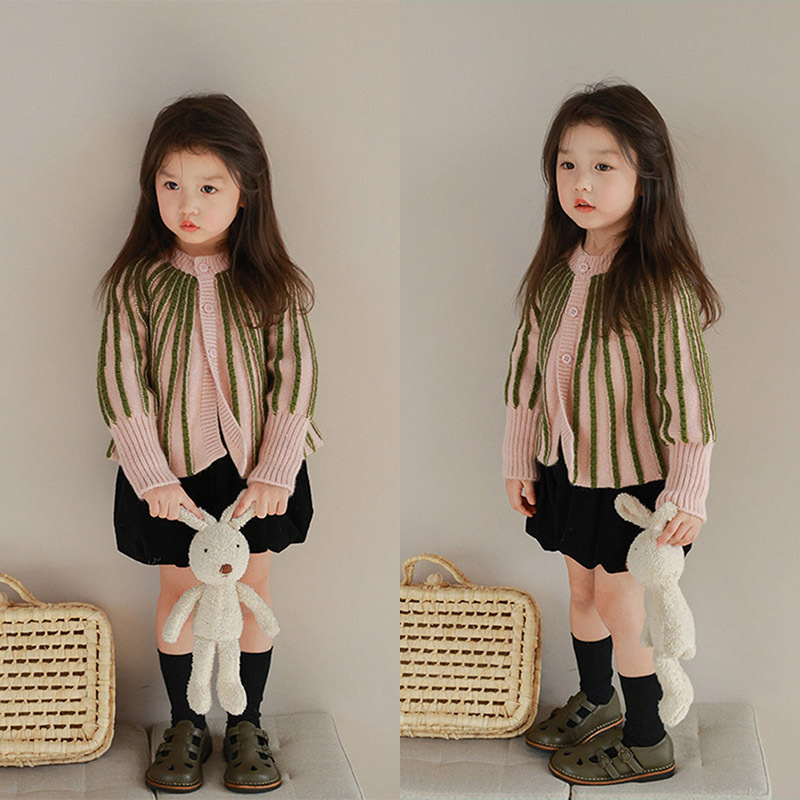 Girls Monochrome Cardigan with vertical stripes manufacturer