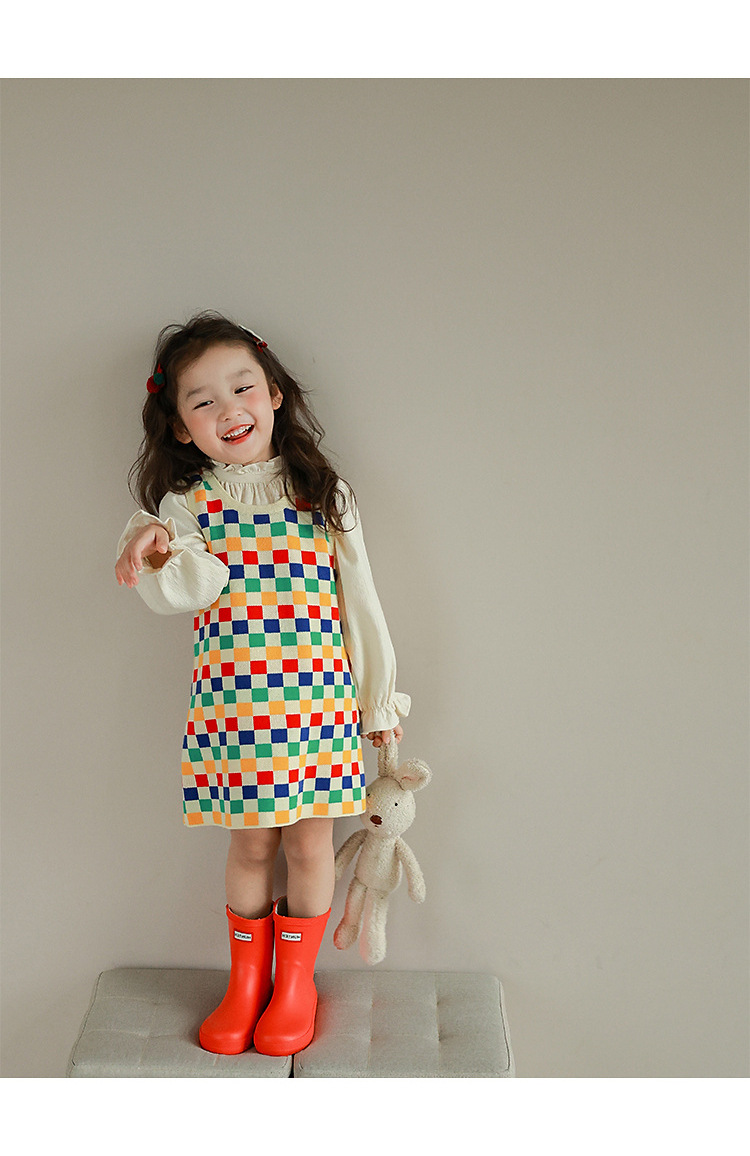 Colorful Plaid knitted dress cardigan sweater pant 