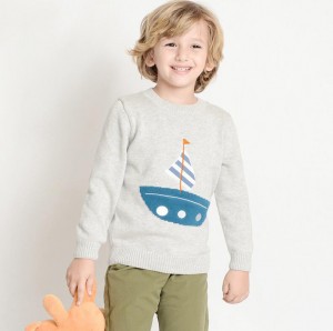 Детский жаккардовый шерстяной свитер с длинными рукавами по индивидуальному заказу