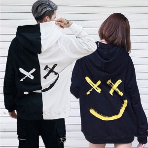 Printed smiley ntsej muag hoodie customization