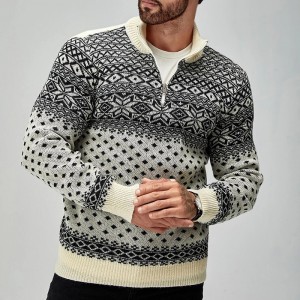 Moški žakard volneni pulover po meri