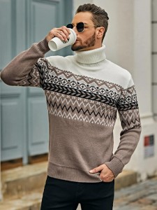 Sweater wol anget pria China kustomisasi pabrik