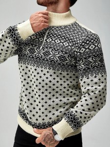התאמה אישית של סוודר צמר ג'קארד לגברים