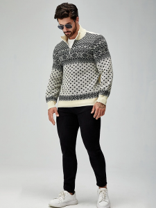Txiv neej jacquard wool sweater customization