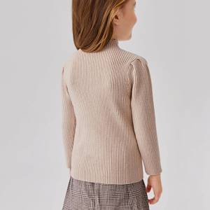 Personalização de suéter de lã de manga comprida bordado para menina