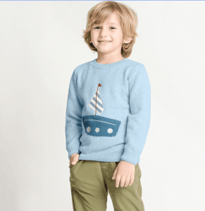 Персонализиране на детски вълнен пуловер от жакард с дълъг ръкав