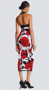Red Roses jacquard gebreide backless jurk