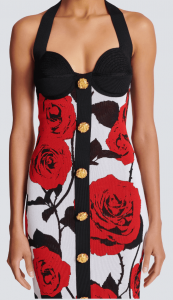 Жакардова плетена рокля без гръб Red Roses
