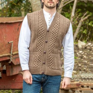Armilla de jersei retorçat de color sòlid esvelt per a homes