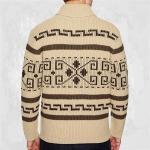 Lub tsho ntev slim jacquard knit sweater