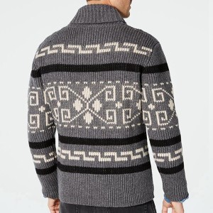 लंबी बाजू वाला पतला जेकक्वार्ड बुना हुआ स्वेटर