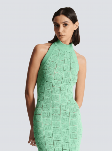 Екологична плетена рокля без гръб с монограм