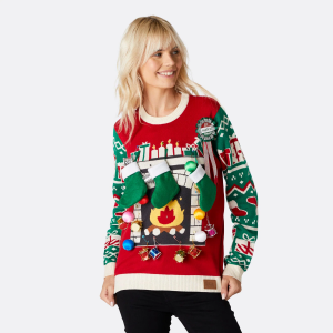 प्रकाश संग महिला बदसूरत क्रिसमस स्वेटर