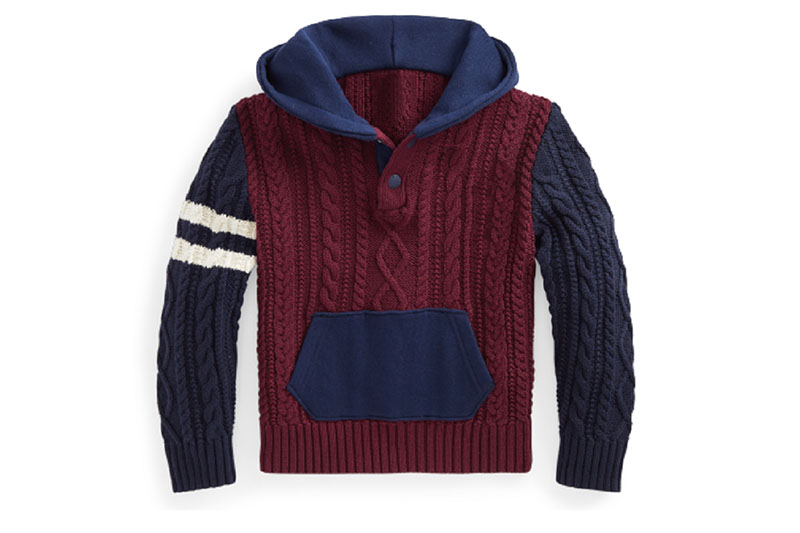 Дитячий в'язаний светр на лацкані з худі-3