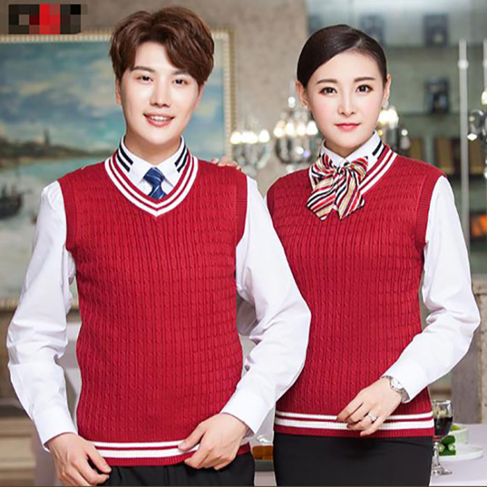 Customized Ladies’ and Men’s knitted sweater for waiters in Hotel Cafe