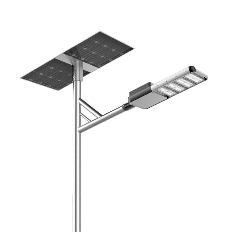 ქარხნული სარეკლამო Hot DIP Galvanization 20W Dimming Plan LED მზის ქუჩის განათება 40W მონო მზის პანელით LiFePO4 ბატარეით