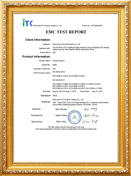 B300 Personal Alarm EMC Test Reportng9
