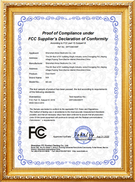 MC-03 Door Window Alarm FCC Certificatezu4