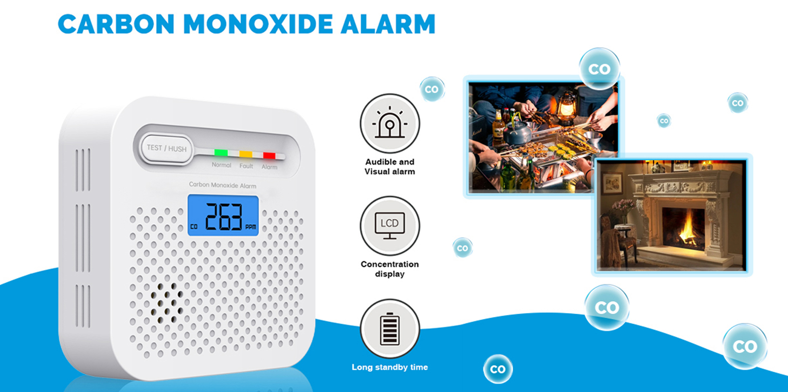 Bu karbon monoksit alarmı, karbon monoksiti hızlı bir şekilde algılayarak sizi ve ailenizi tehlikeden uzak tutar.