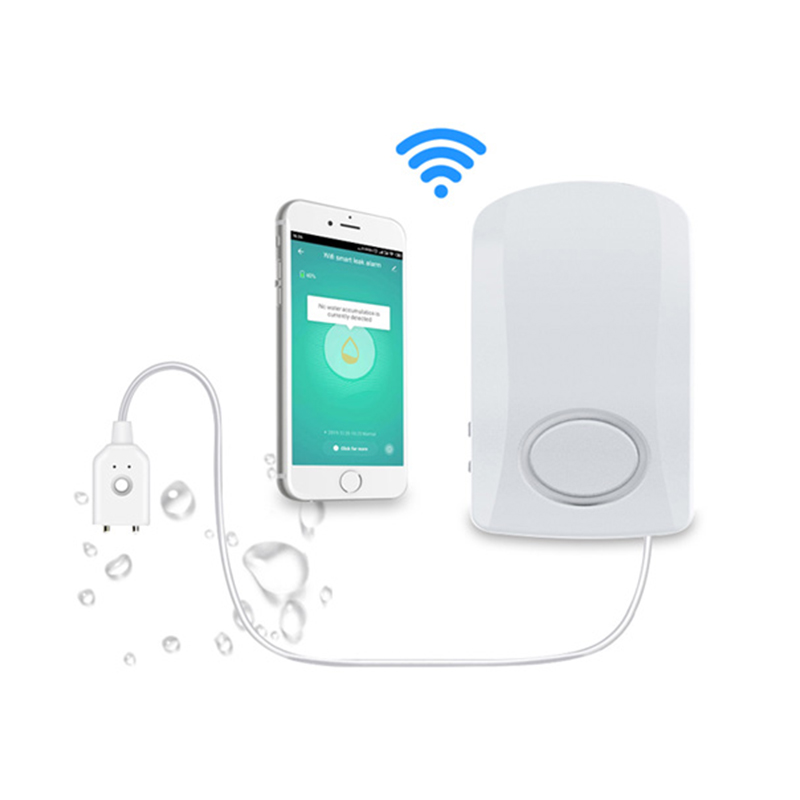 130db Tuya Smart Life Drahtloser Wasserleckdetektor Alarm Überlaufalarm Wassererkennungsausrüstung Intelligentes Wifi-Wasserflut-Sensorsystem für Zuhause