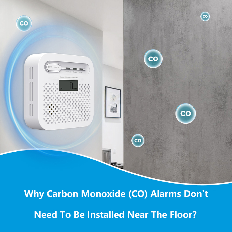 Napa weker karbon monoksida (CO) ora perlu dipasang ing cedhak lantai?