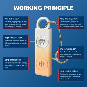 SOS Emergency Panic Alarm Cute Rechargeable Self Defense Personal Alarm Keychain Para sa mga Babaye nga Bata