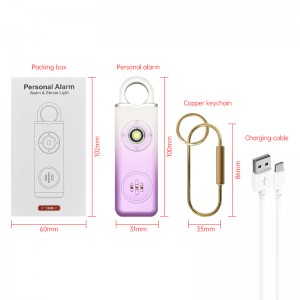 SOS Emergency Panic Alarms Cute Rechargeable Self Defense Personal Alarm Keychain For Women Kids