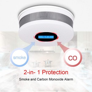 Sound Fire Alarm System Wireless Carbon Monoxide Detector And Smoke Alarm Combo Detector With LED Display CE And U L217 Standard