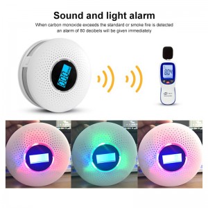 Sound Fire Alarm System Wireless Carbon Monoxide Detector And Smoke Alarm Combo Detector With LED Display CE And U L217 Standard