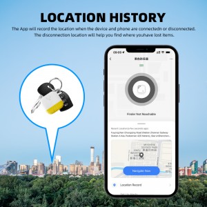 Wireless Mini Black Blue Tooth Key Finder Tracker Smart Tuya GPS Anti Lost Alarm Locator Keychain Tracking Device Bakeng sa Linotlolo, Mekotla Le Tse ling.