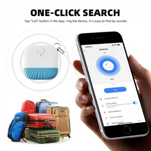 Wireless Mini Black Blue Tooth Key Finder Tracker Smart Tuya GPS Anti Lost Alarm Locator Keychain Tracking Device Bakeng sa Linotlolo, Mekotla Le Tse ling.