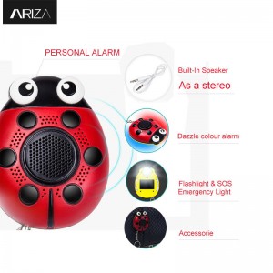 130 dB Loud Rechargeable Ladybug Emergency Safety Self Defense Keychain Anti Attack SOS Personal Alarm Key Chain na may LED Light