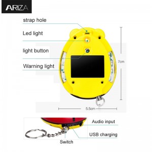 130 dB Kusog nga Rechargeable Ladybug Emergency Safety Self Defense Keychain Anti Attack SOS Personal Alarm Key Chain nga adunay LED Light